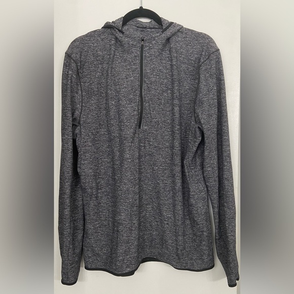 Lululemon Surge Warm 1/2 Zip Hoodie Heathered Black Size Large - Picture 1 of 5